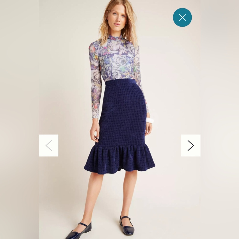 NWOT Maeve Nell Flounced Midi Skirt